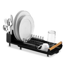 Escorredor De Louça Pratos Copos Talheres Aço Retrátil Extensível Preto