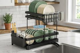 Escorredor de Louça Premium Grande em Aço com Dreno Angular