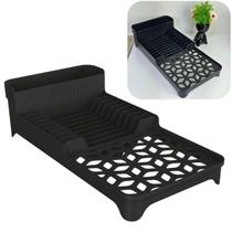 Escorredor De Louça Preto 8 Pratos Compacto Resistente - Uz