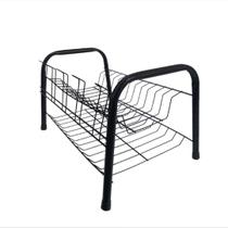 Escorredor De Louça Preto Duplo Porta Copos Pratos Cozinha