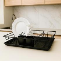 Escorredor de Louça Preto Fosco com PortaTalheres Funcional, Resistente e Econômico Westing by BSMIX
