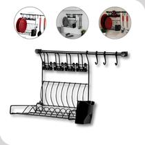 Escorredor de Louça Suspenso Parede Prato Copo Talher Preto