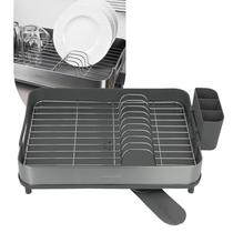 Escorredor de Louça Tramontina Inox Plurale 10 Pratos Com Porta Talheres Grafite