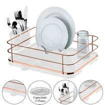 Escorredor De Louças 11 Pratos Com Porta Talheres Removível Organizador Para Pia Bancada Cozinha