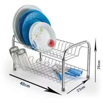 Escorredor de louças 12 pratos + 6 porta copos duplo