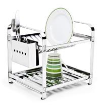 Escorredor de Louças 12 Pratos com Porta Talher em Aço Inox Mak-Inox 0304PTA Escorredor de Louças 12 Pratos com Porta Talher em Aço Inox Mak-Inox 0304PTA