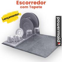 Escorredor de Louças 12 Pratos com Tapete Super Absorvente Powermaid