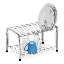 Escorredor de Louças 13 Pratos Duplo Aço Inox Cromado