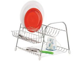 Escorredor de Louças 2 Andares Aço Cromado Secador de Pratos Talheres Copos Cozinha Utimil Escorredor de Louças 2 Andares Aço Cromado Secador de Pratos Talheres Copos Cozinha Utimil