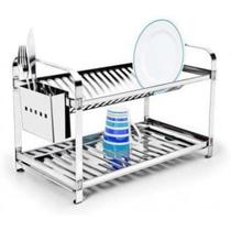 Escorredor de Louças 20 Pratos com Porta Talher em Aço Inox Mak-Inox 8507PTA Escorredor de Louças 20 Pratos com Porta Talher em Aço Inox Mak-Inox 8507PTA