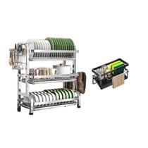 Escorredor De Louças 3 Andar Aço Inoxidável Organizador Moderno Com Porta Talher Bandeja - BONSUCESSO