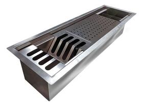 Escorredor De Louças 60cm Calha De Pia Linear Úmida Inox