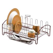 Escorredor De LouÇas Bronze Para 8 Copos E 10 Pratos Em AÇo