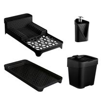 Escorredor de Louças com Porta Talher/Bandeja + Dispenser de Detergente + Lixeira 2,5L - UZ