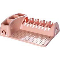 Escorredor de Louças Compacto p/ até 10 pratos C36,5x L27,5 A10cm rosa Plasútil - PLASUTIL