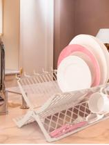 Escorredor de Louças Cozinha Plástico DOBRAVEL Branco - 15 Pratos Branco(白色)-F