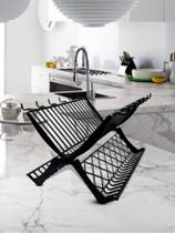 Escorredor de Louças Cozinha Plástico Preto DOBRAVEL - 15 Pratos Preto(黑色)-F