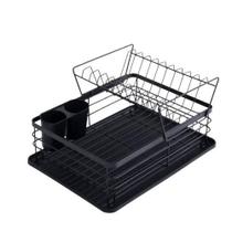 Escorredor De Louças Duplo Preto Fosco Com Bandeja