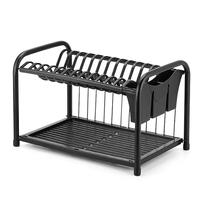 Escorredor de Louças Gaivota Duplo com Porta Copos e Porta Talheres Black 2594 - Arthi