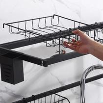 Escorredor De Louças Gourmet Grande Vertical Aço Preto Premium Organizador Bancada Pia Cozinha Completo