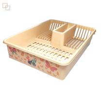 Escorredor de Louças Grande de Plástico Resistente Decorado Rosa Borboletas Organizador de Pia Cozinha Plasútil