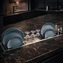 Escorredor De Louças Inox 304 Cozix Canal Organizador 90cm Bancada Gourmet 4 Módulos Removíveis