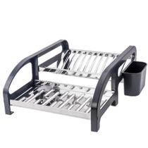 Escorredor de Louças Inox Lateral Preto 12 Pratos - Home Land