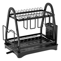 Escorredor de Louças Inox Preto com Porta Talheres Escorredor de Louças Inox Preto com Porta Talheres