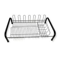 Escorredor de Louças para 10 pratos 6 copos e talheres em aço Cama Luxo - PRETO