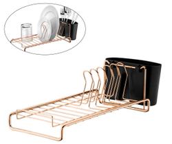 Escorredor De Louças Pratos Copos Talheres Cozinha Compacto Cobre Rose Gold - 985 Future
