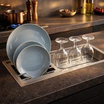 Escorredor de Louças Pratos e Copos De Embutir Em Inox 304 47cm Canal Organizador de Bancada Cozinha