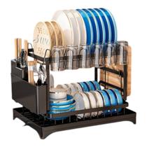 Escorredor de Louças Pratos Grande com Bandeja 2 Andares
