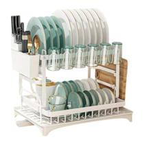 Escorredor de Louças Pratos Grande com Bandeja 2 Andares