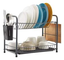 Escorredor De Louças Pratos Talheres Copos Inox Dois Andares Gourmet Preto Escorredor De Louças Pratos Talheres Copos Inox Dois Andares Gourmet Preto