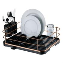 Escorredor De LouÇas Rose E Preto Com Bico De Escorrer Agua