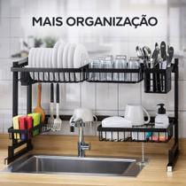 Escorredor de Louças Suspenso Grande Sobre Pia Preto Fosco Organizador