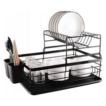 Escorredor de Louças Talheres 2 Andares Preto Rack Organizador Cozinha Pia Aniversário Casamento Dia das Mães Pais Restaurante Pratos Copos Decoração Escorredor de Louças Talheres 2 Andares Preto Rack Organizador Cozinha Pia Aniversário Casamento Dia das Mães Pais Restaurante Pratos Copos Decoração