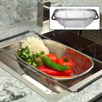 Escorredor de macarrão peneira de pia retangular inox