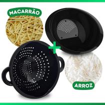 Escorredor de Massa + de Arroz Lavador de Alimentos Preto Peneira