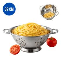 Escorredor De Massas Macarrão Alimentos Em Aço Inox 32cm Escorredor De Massas Macarrão Alimentos Em Aço Inox 32cm