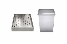 Escorredor de Pastel Inox e Lixeira Inox Embutir 5 Litros