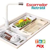 Escorredor De Pia Retrátil Com Alças Cesta Rack Ajustável Para Pratos Alimentos Frutas Legumes Verduras Multiuso Plástic Escorredor De Pia Retrátil Com Alças Cesta Rack Ajustável Para Pratos Alimentos Frutas Legumes Verduras Multiuso Plástic