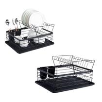 Escorredor de Pratos Copos e Talheres Preto Fosco