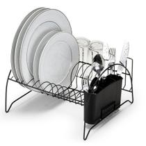 Escorredor de pratos, copos, talheres arthi fan linha black, com capacidade p/ 11 pratos e 5 copos