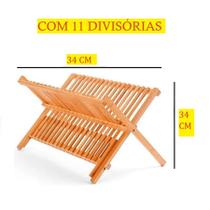 Escorredor De Pratos De Bambu 34x34CM 43x34CM Com 11e14 Divisórias Dobrável Prático E Fácil Para Pratos E Copos TopChef