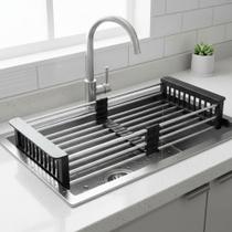 Escorredor de Pratos Inox Ajustavel Máxi Mimo Style Preto Organizador de Pia Cozinha