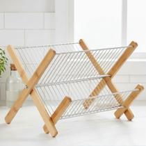 Escorredor de Pratos Inox e Bambu 2 Andares Mimo Style Ecokitchen Dobrável Escorredor de Pratos Inox e Bambu 2 Andares Mimo Style Ecokitchen Dobrável