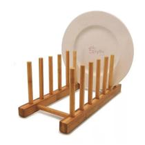 Escorredor De Pratos Louças Bambu Premium 6 Divisorias Copos Decoração Cozinha Utilidade Casa
