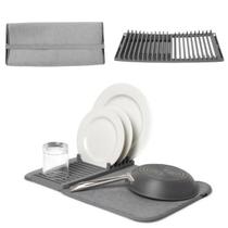 Escorredor De Pratos Louças Com Tapete Pia Cozinha Cor:Cinza