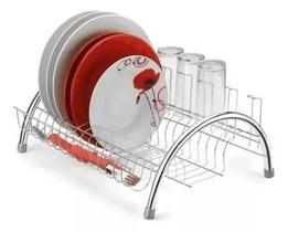 Escorredor De Pratos Multiuso Com Porta Copos Inox Cozinha